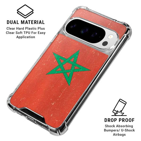 Morocco Flag Distressed Google Pixel 10 Pro XL Clear Case